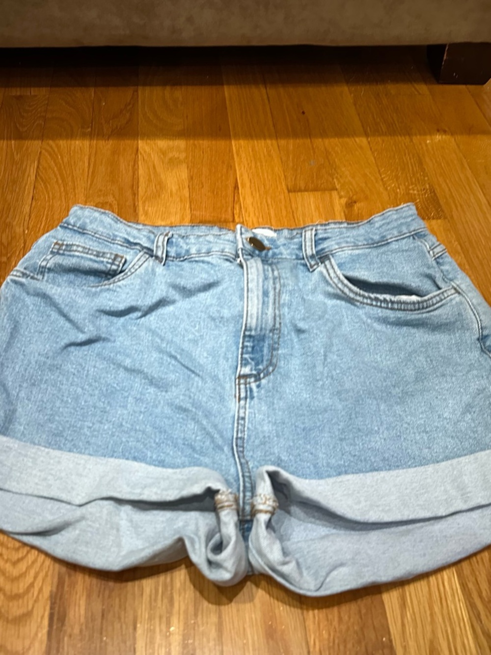 Cotton On Light Blue Rolled Hem Denim Shorts